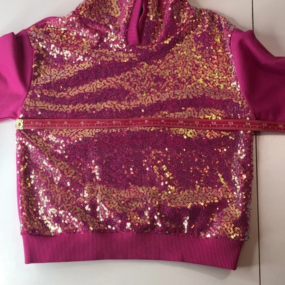 FLAPDOODLES 2Pcs Barbie Pink Sequin Hooded Top & Pants Set Girls size 6 EUC